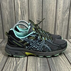 Asics GEL Venture 6 Women Running Trail Shoes Trainers Sz 8.5 Black Teal T7G6N